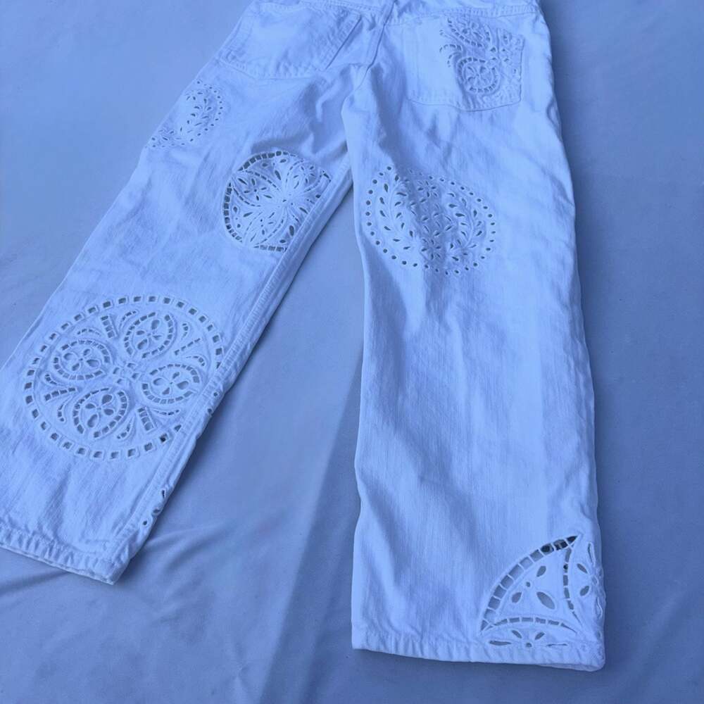 Isabel Marant White Ronny Broderie Anglaise Embroidered Jeans - Picture 6 of 16